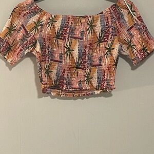 Angie Multicolor Smocked Crop Top